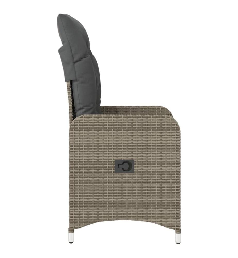 Chaise inclinable de jardin avec coussins gris résine tressée