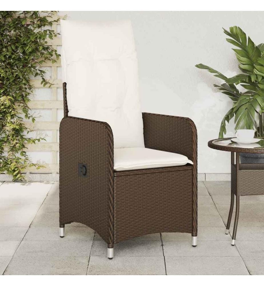 Gartensessel mit Kissen 2 Stk. Verstellbar Braun Poly Rattan