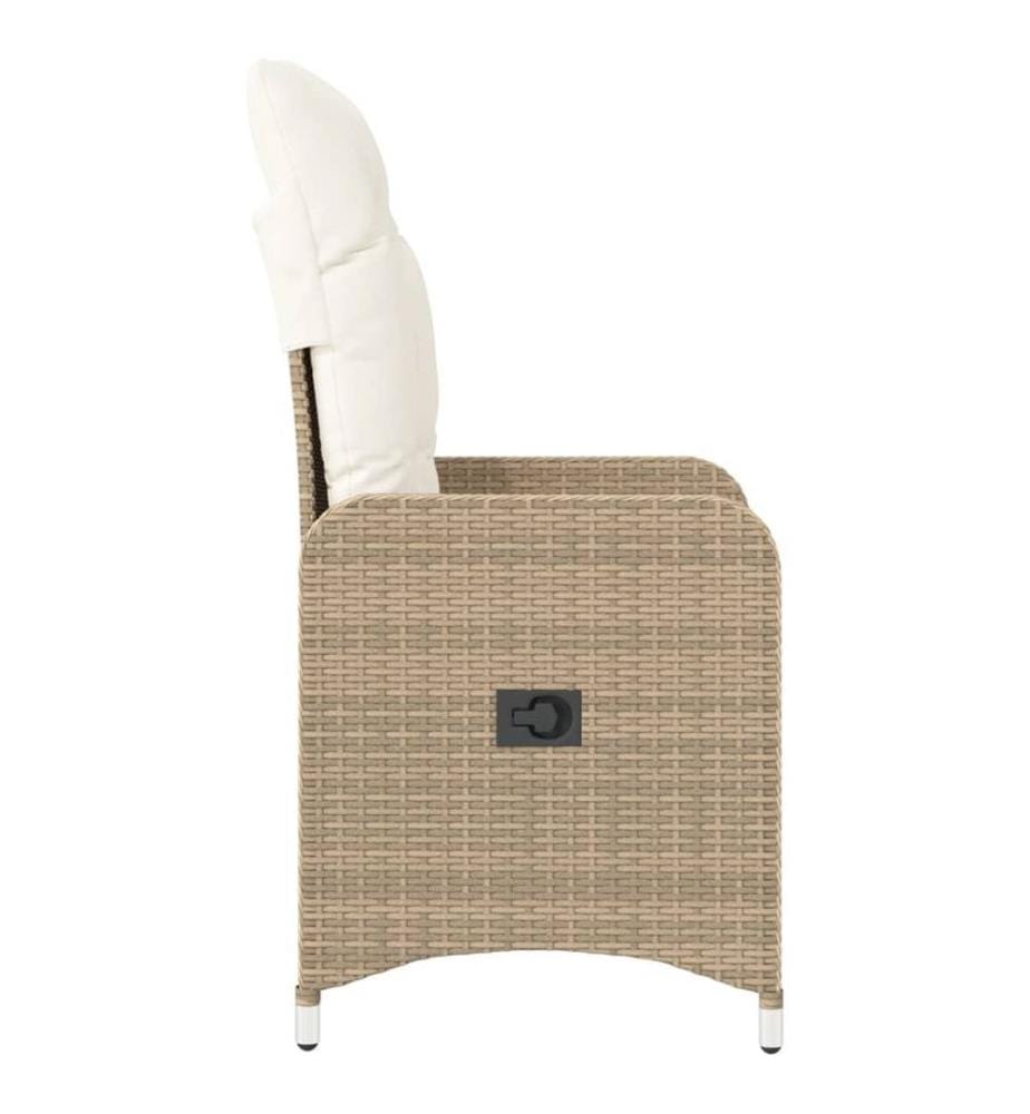 Chaises inclinables de jardin lot de 2 et coussins beige rotin