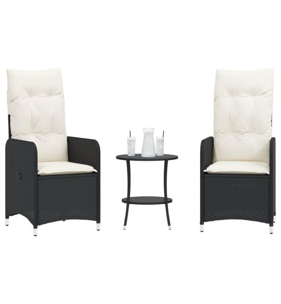 Outdoor-Lehnstühle 2 Stk. mit Tisch Schwarz Poly-Rattan