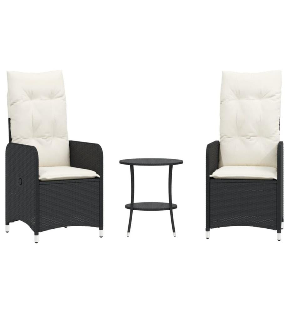 Outdoor-Lehnstühle 2 Stk. mit Tisch Schwarz Poly-Rattan