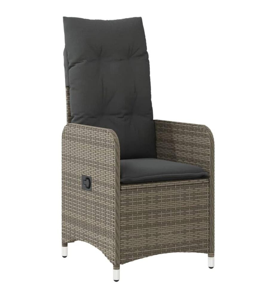 Outdoor-Lehnstühle 2 Stk. mit Tisch Grau Poly Rattan
