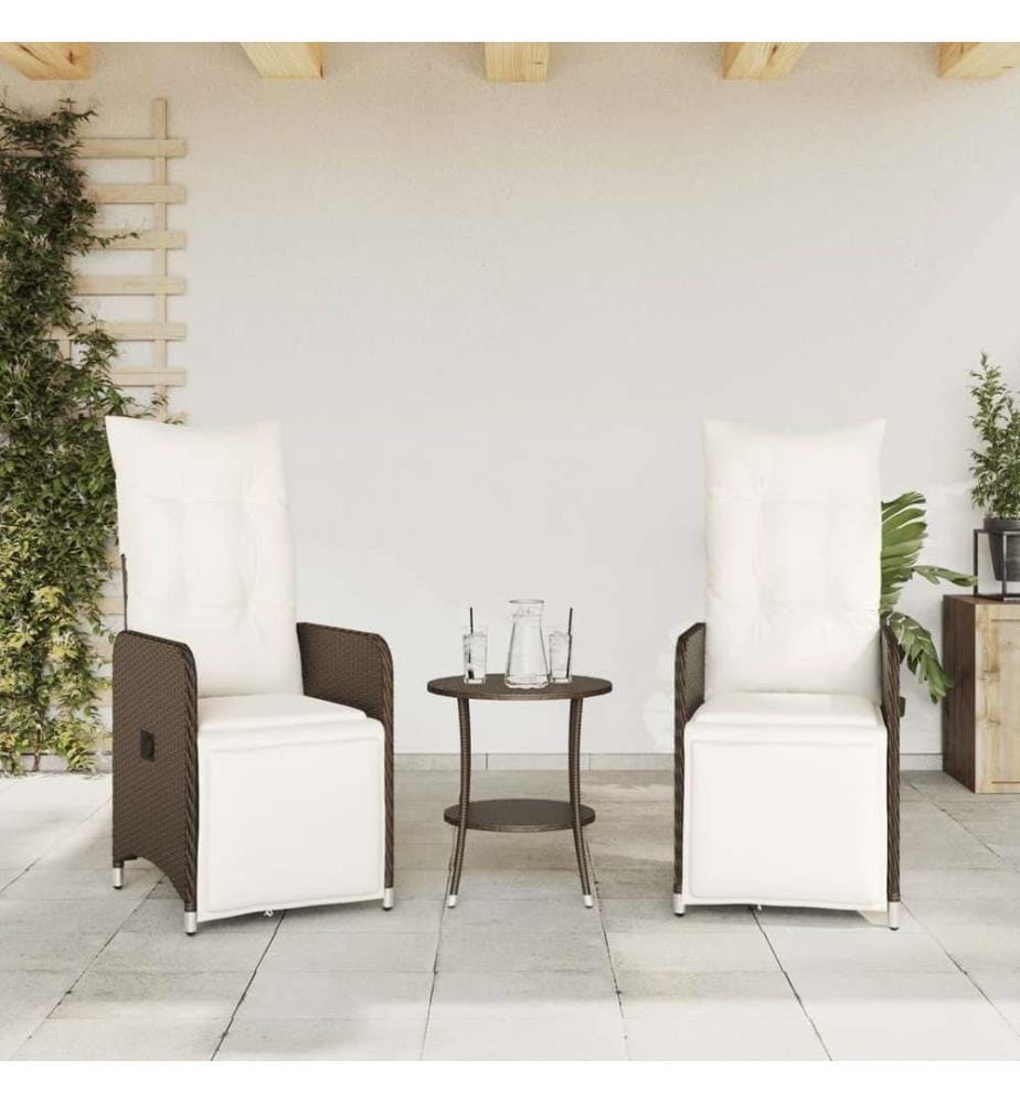 Outdoor-Lehnstühle 2 Stk. mit Tisch Braun Poly Rattan