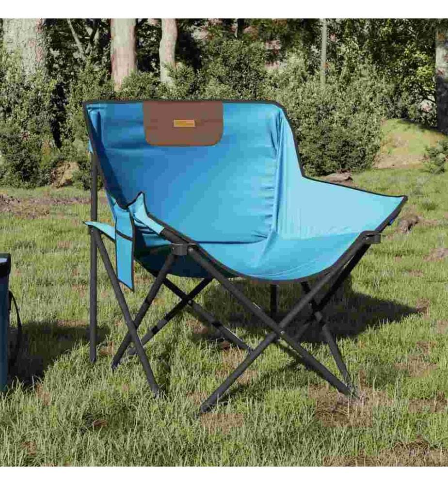 Chaise de camping avec poche pliable lot de 2 bleu vif