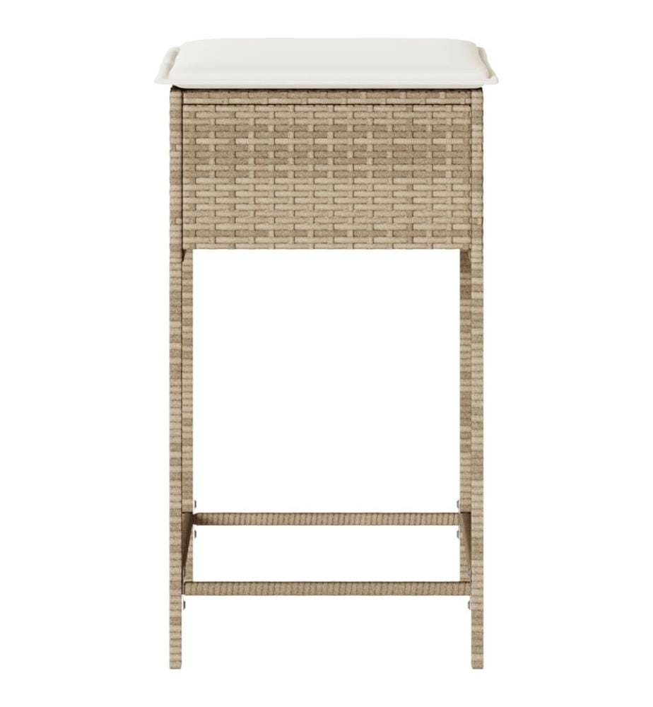 Tabourets de bar jardin avec coussins lot de 2 beige poly rotin