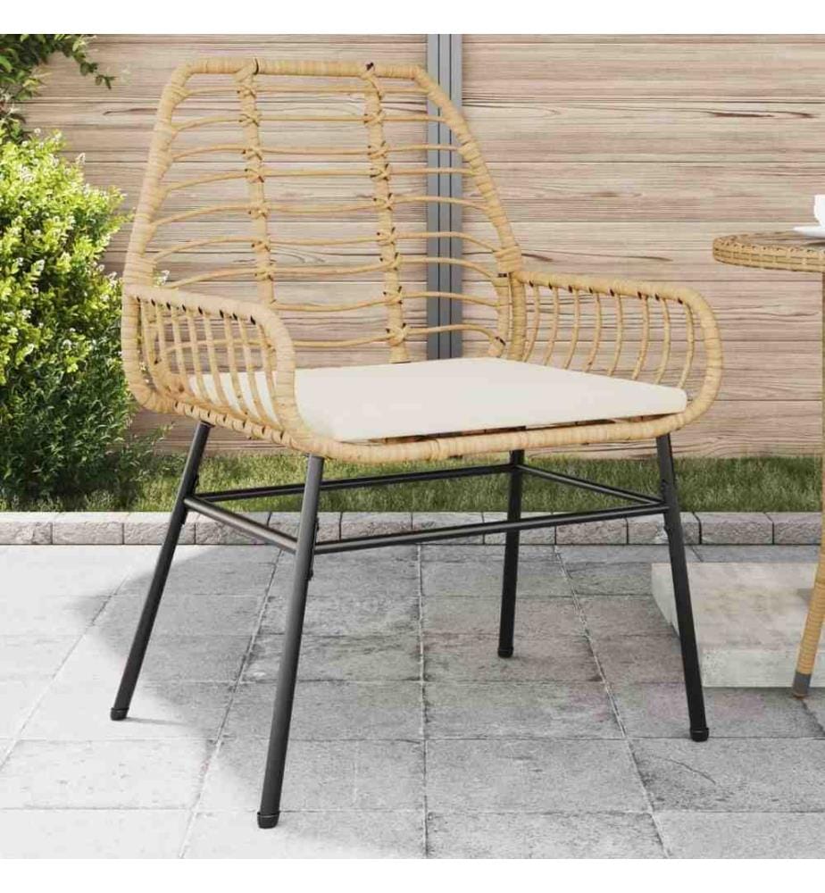 Chaises de jardin lot de 2 et coussins marron rotin