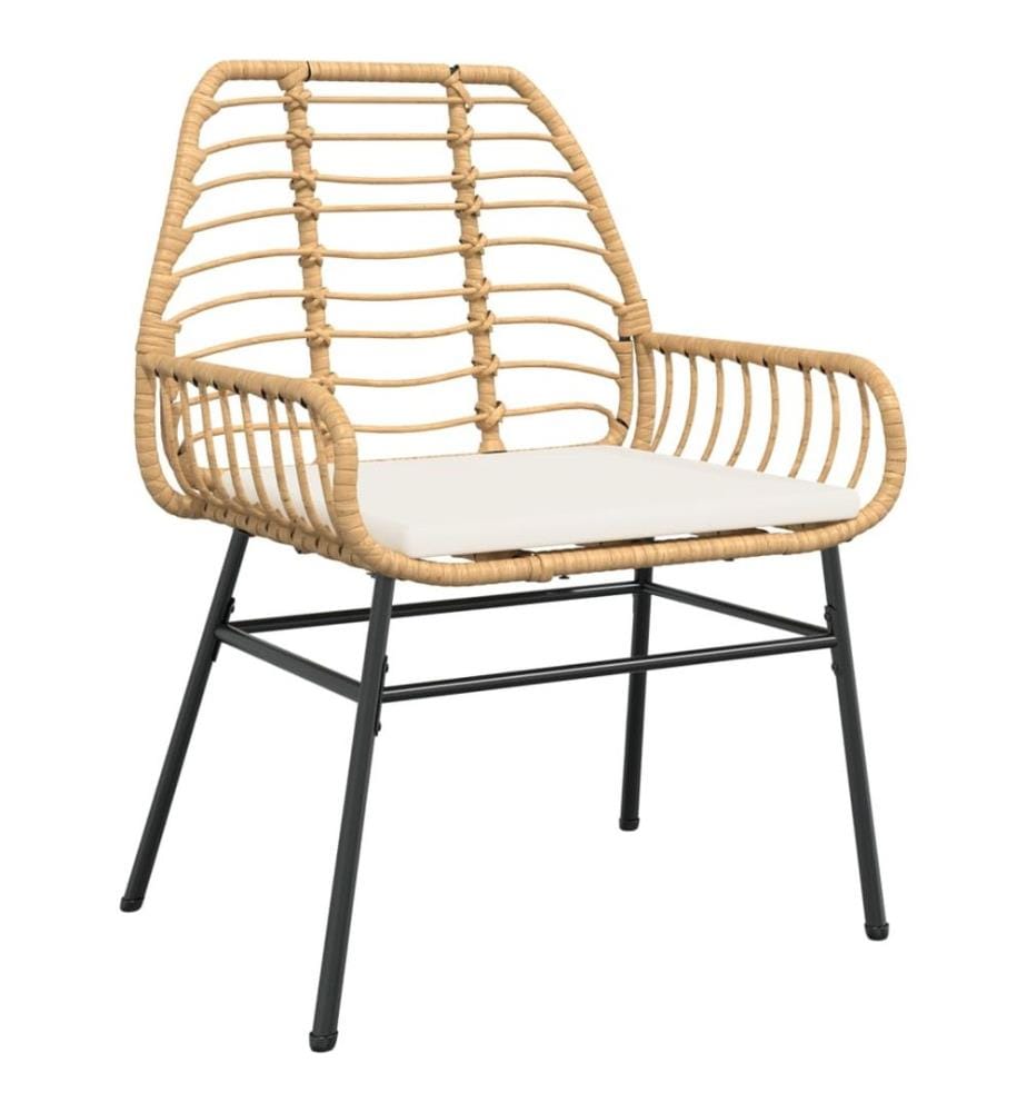 Chaises de jardin lot de 2 et coussins marron rotin