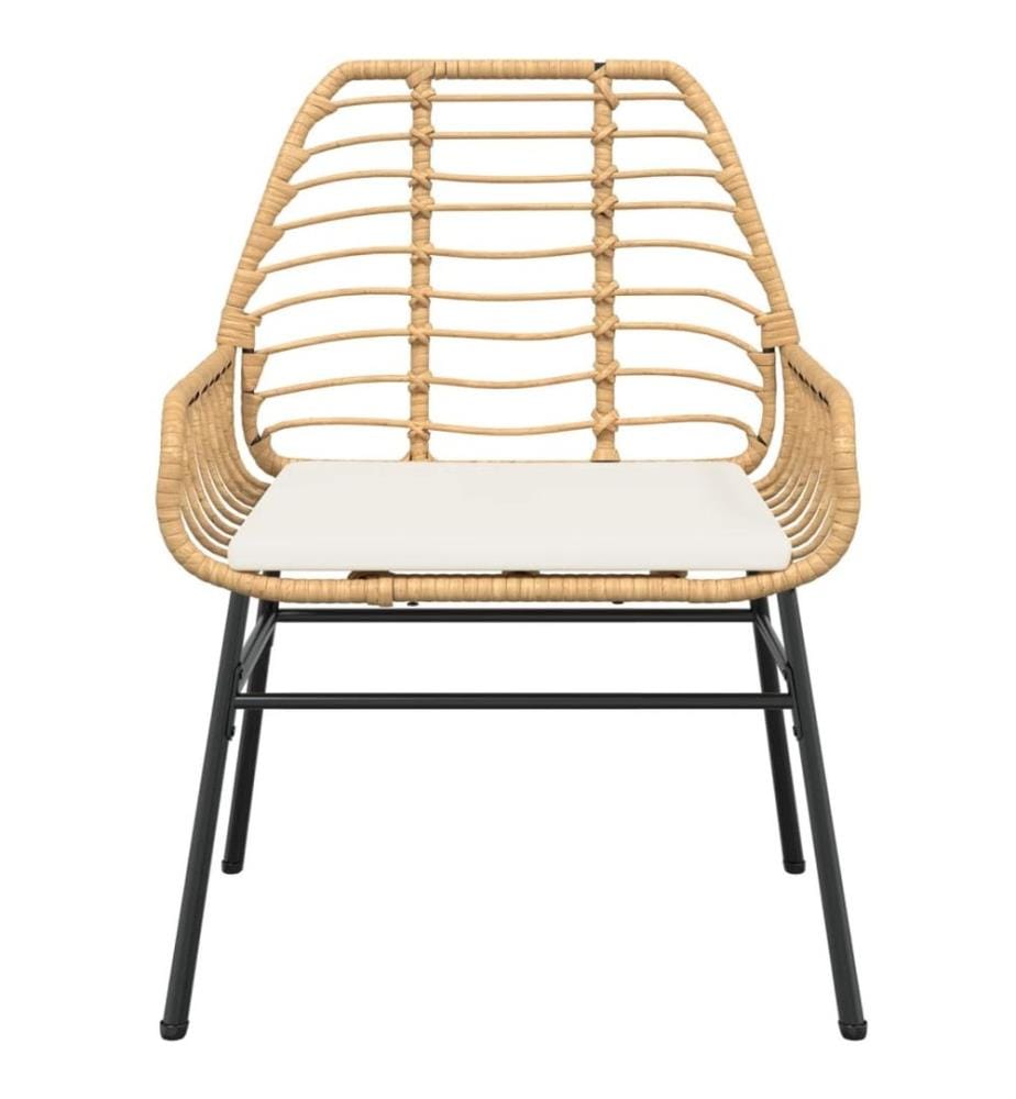 Chaises de jardin lot de 2 et coussins marron rotin