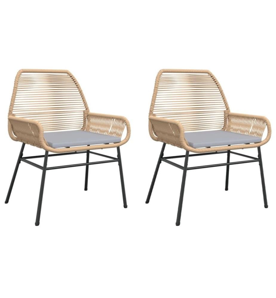Gartenstühle 2 Stk. mit Kissen Braun Poly Rattan
