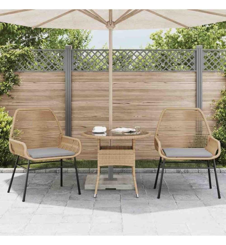 Gartenstühle 2 Stk. mit Kissen Braun Poly Rattan