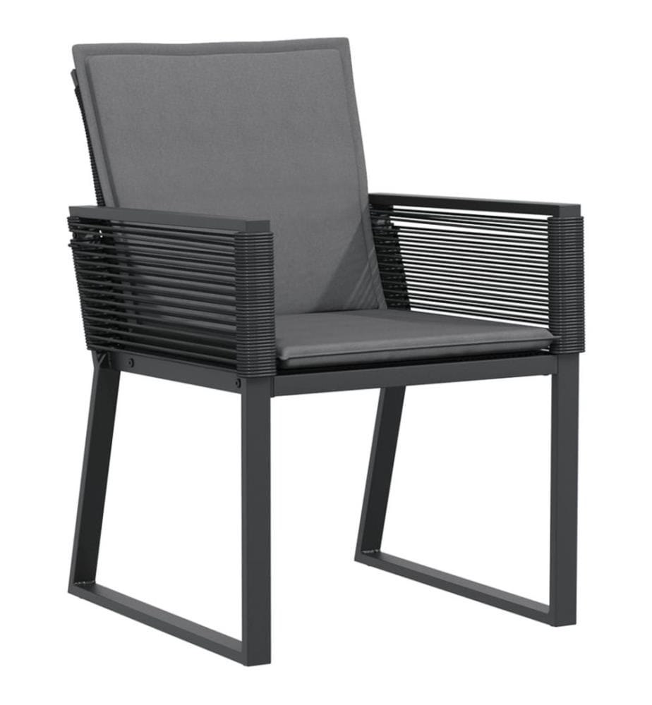 Chaises de jardin avec coussins lot de 2 noir résine tressée