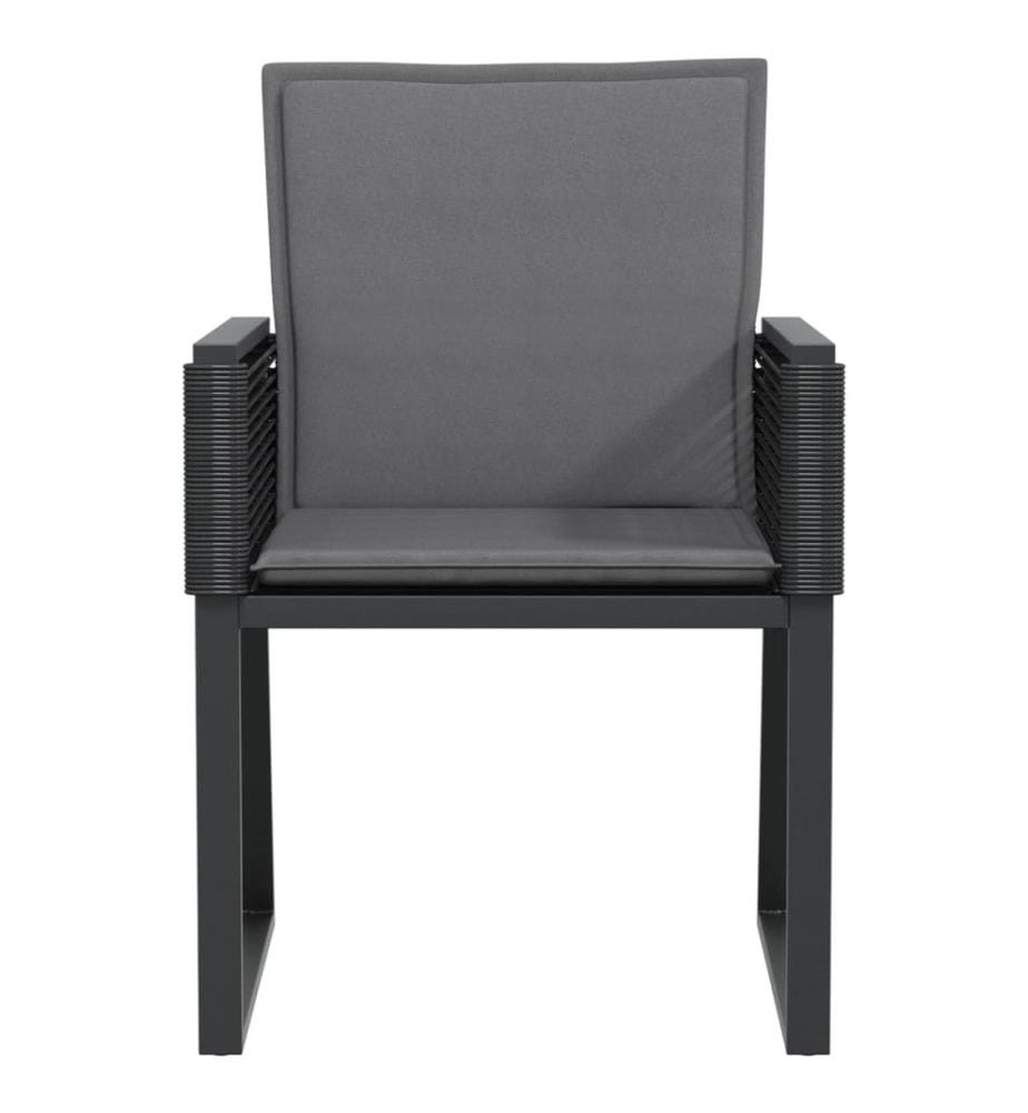 Chaises de jardin avec coussins lot de 2 noir résine tressée