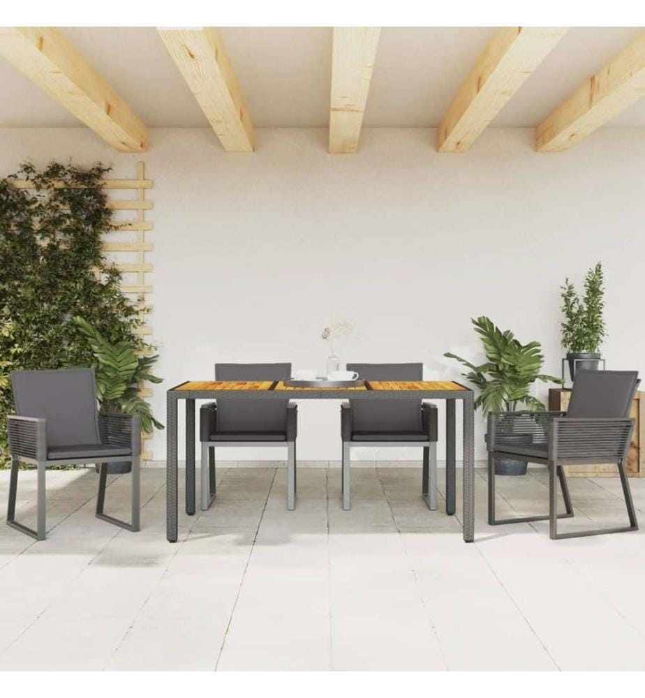 Chaises de jardin lot de 4 avec coussins noir résine tressée
