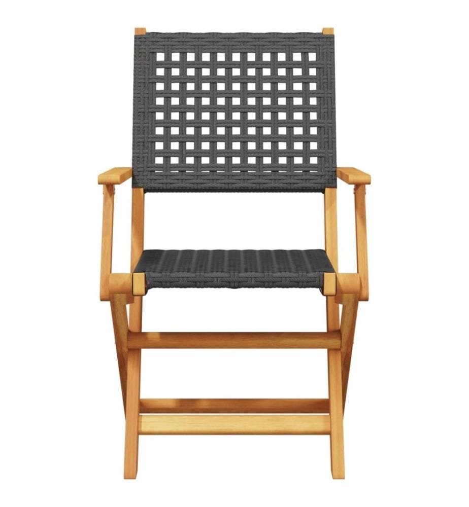 Gartenstühle 6 Stk. Klappbar Schwarz Poly Rattan & Massivholz