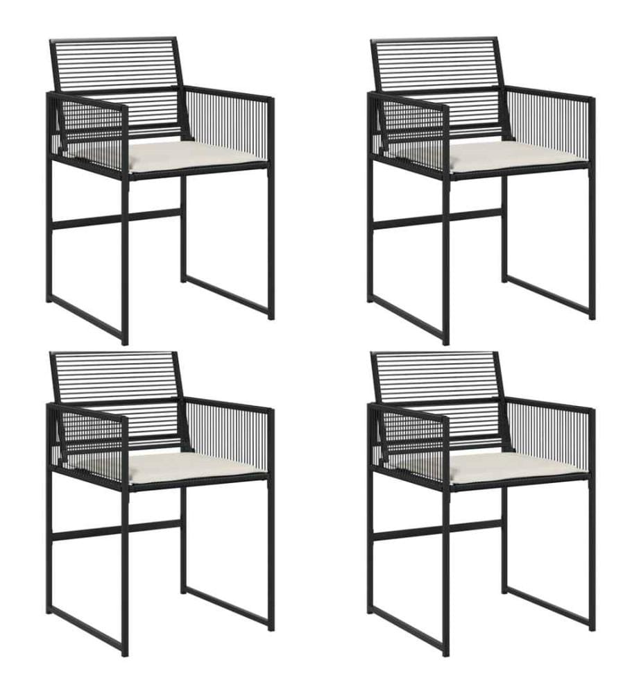 Chaises de jardin lot de 4 avec coussins noir résine tressée