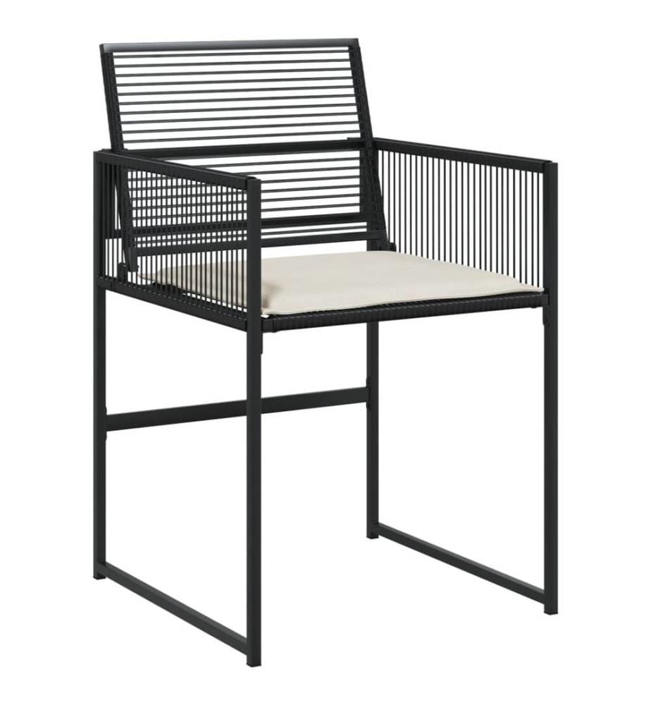 Chaises de jardin lot de 4 avec coussins noir résine tressée