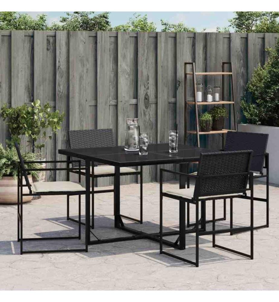 Gartenstühle mit Kissen 4 Stk. Schwarz Poly Rattan