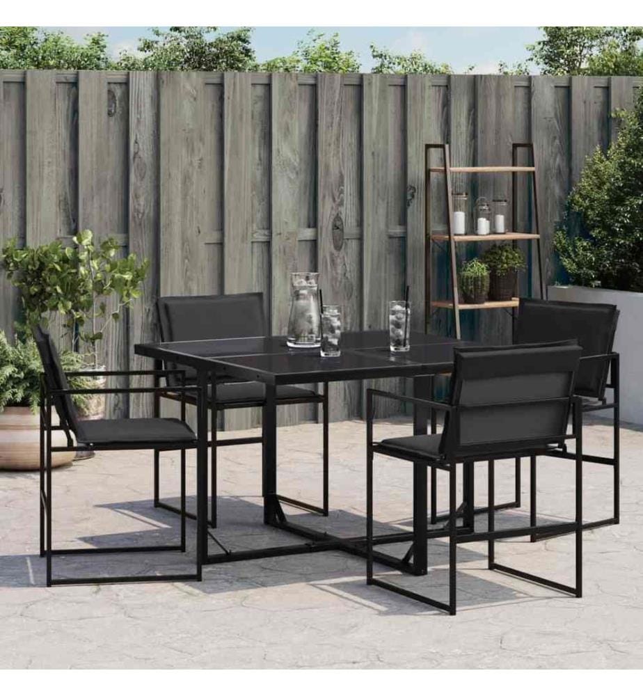 Gartenstühle mit Kissen 4 Stk. Schwarz Stahl und Textilene