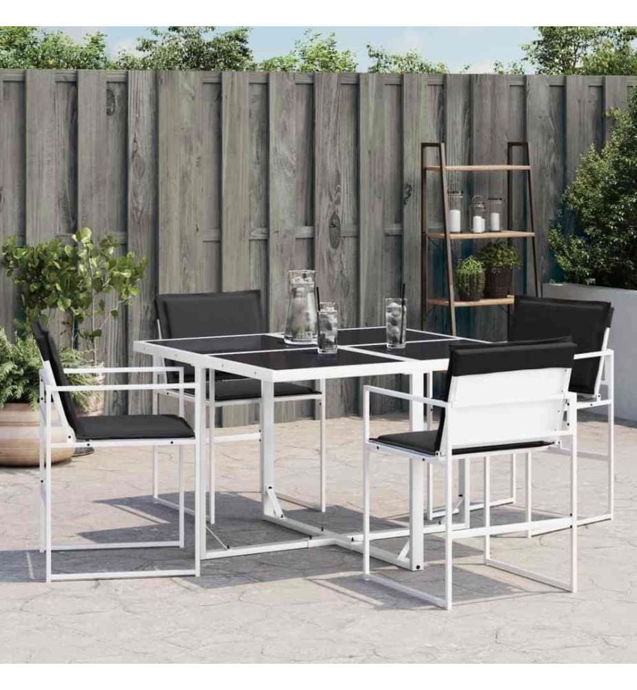 Gartenstühle mit Kissen 4 Stk. Weiss Stahl und Textilene