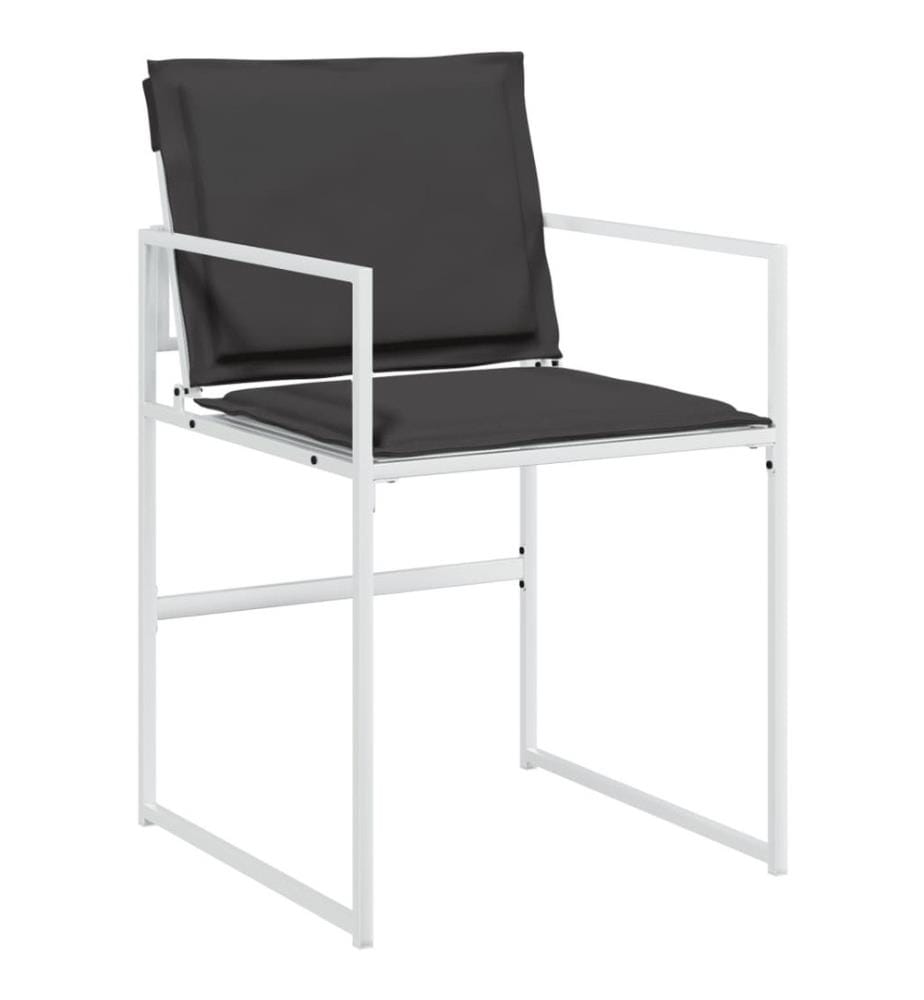 Gartenstühle mit Kissen 4 Stk. Weiss Stahl und Textilene