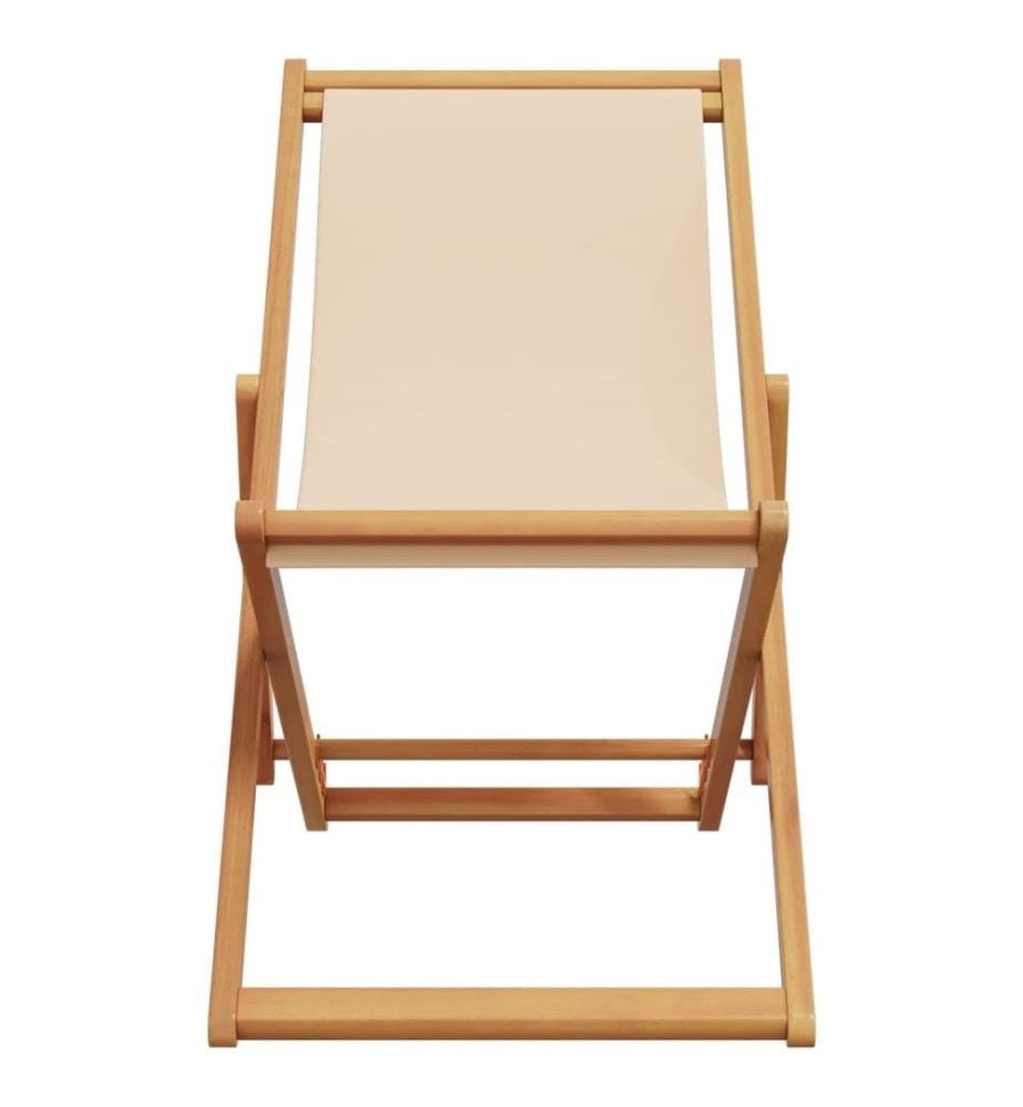 Strandstühle 2 Stk. Klappbar Beige Stoff und Massivholz