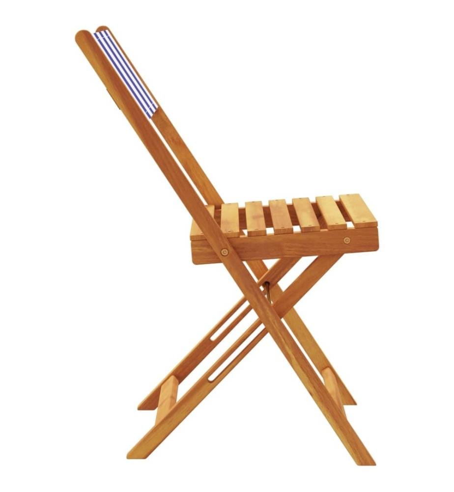 Gartenstühle 4 Stk. Klappbar Blau und Weiss Stoff und Massivholz