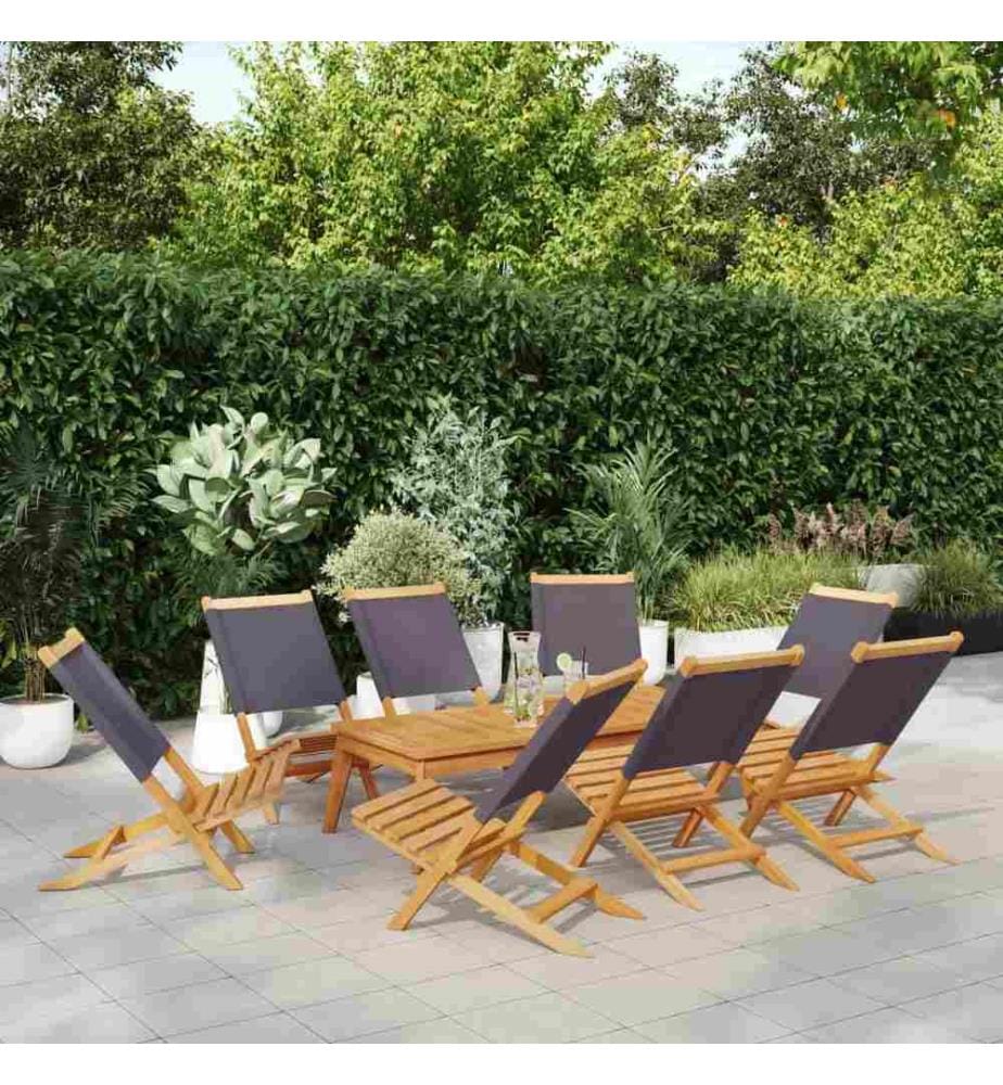Gartenstühle 8 Stk. Klappbar Anthrazit Stoff und Massivholz