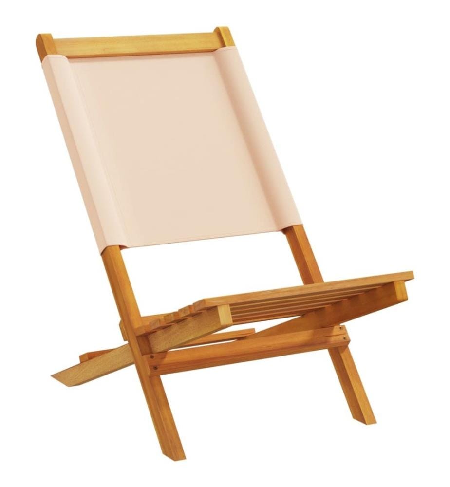 Gartenstühle 8 Stk. Klappbar Beige Stoff und Massivholz
