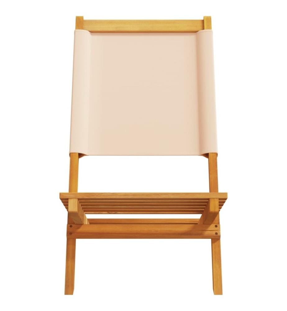 Gartenstühle 8 Stk. Klappbar Beige Stoff und Massivholz
