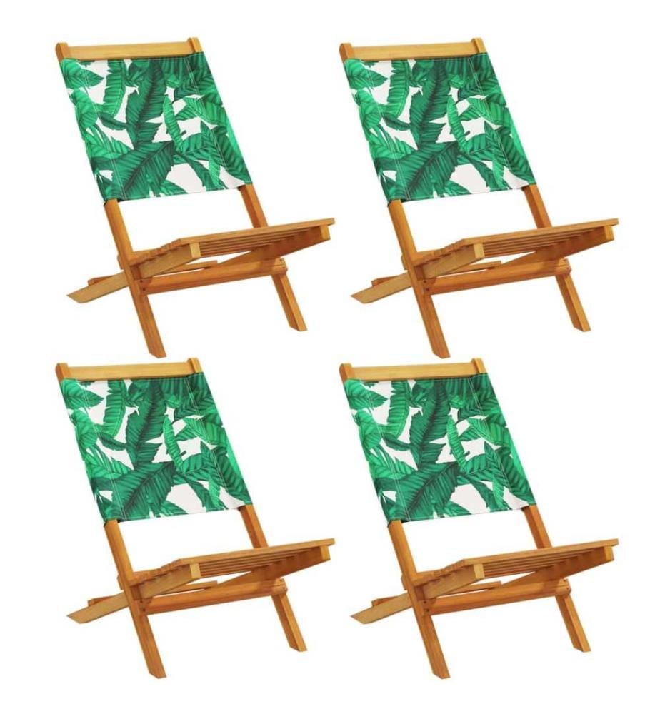 Gartenstühle 4 Stk. Klappbar Grün Stoff und Massivholz