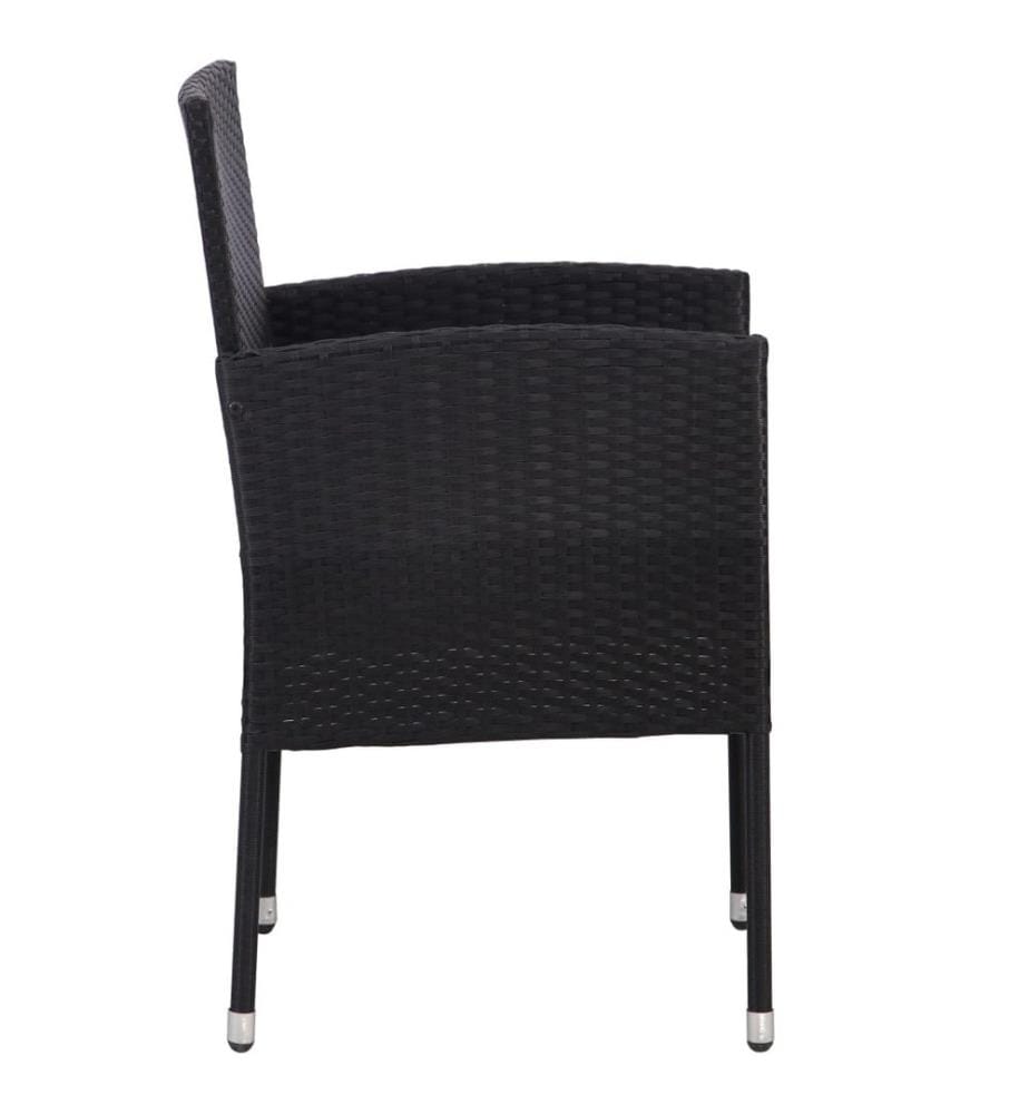 Gartenstühle mit Kissen in Cremeweiss 2 Stk. Schwarz Polyrattan