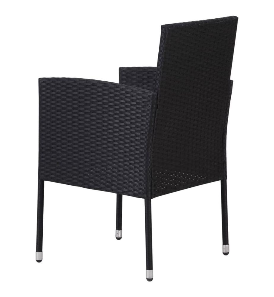 Gartenstühle mit Kissen in Cremeweiss 2 Stk. Schwarz Polyrattan