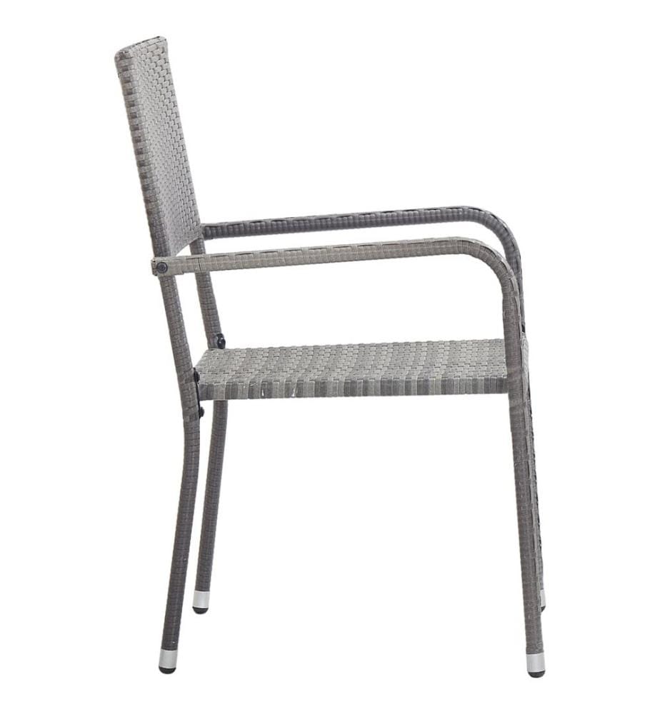 Garten-Essstühle 2 Stk. Stapelbar Grau Polyrattan
