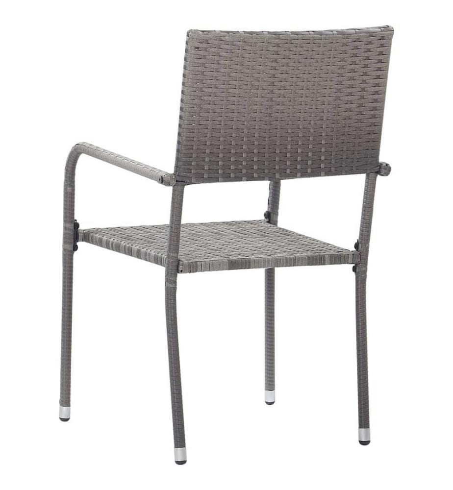 Garten-Essstühle 6 Stk. Stapelbar Grau Polyrattan