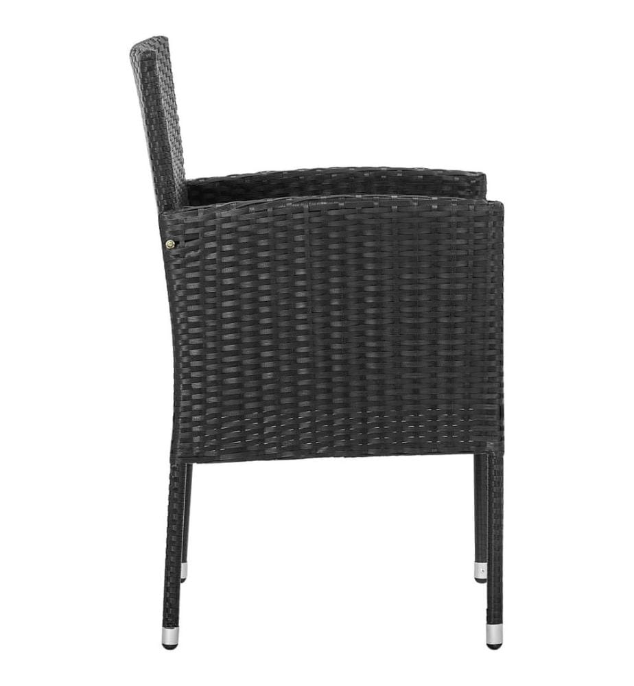 Chaises de jardin avec coussins noir lot de 2 résine tressée