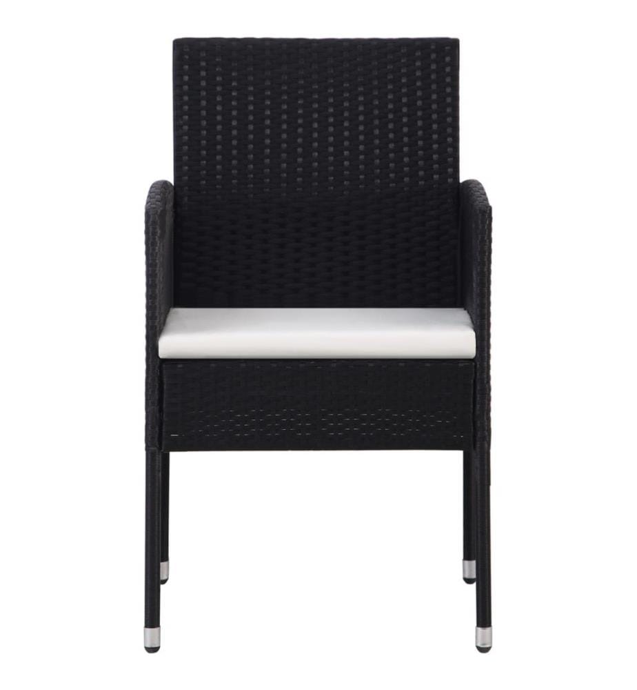 Gartenstühle mit Kissen in Cremeweiss 4 Stk. Schwarz Polyrattan
