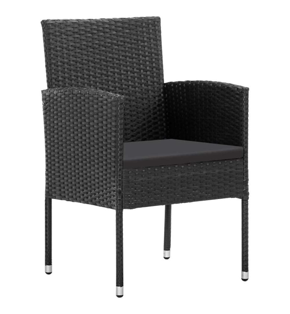 Gartenstühle mit Kissen in Schwarz 4 Stk. Schwarz Polyrattan