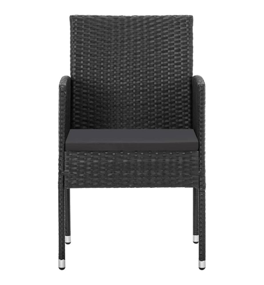 Gartenstühle mit Kissen in Schwarz 4 Stk. Schwarz Polyrattan