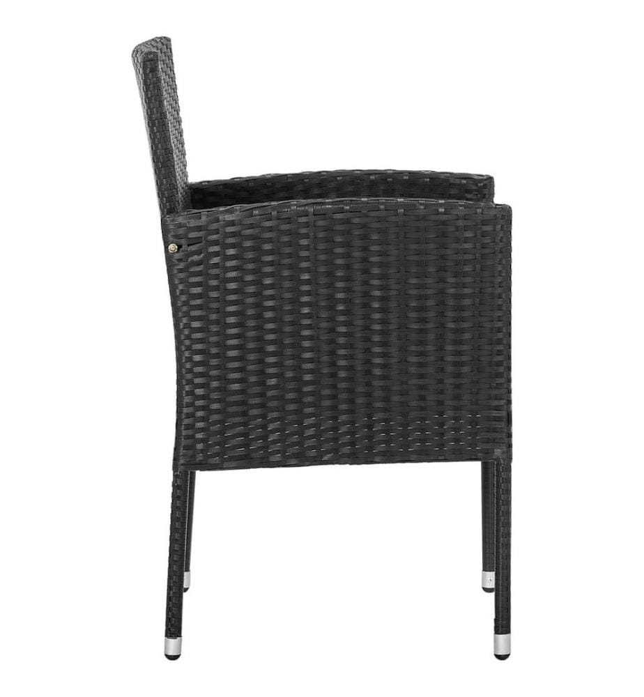 Gartenstühle mit Kissen in Schwarz 4 Stk. Schwarz Polyrattan