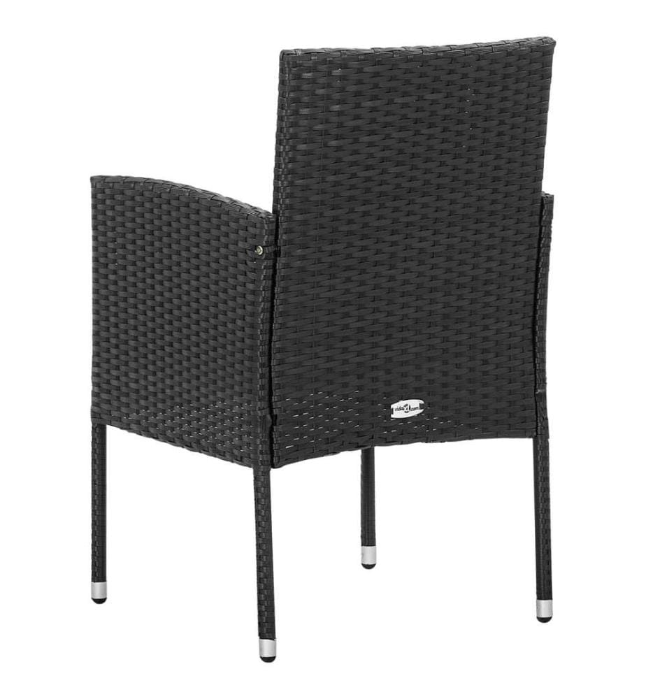 Gartenstühle mit Kissen in Schwarz 4 Stk. Schwarz Polyrattan