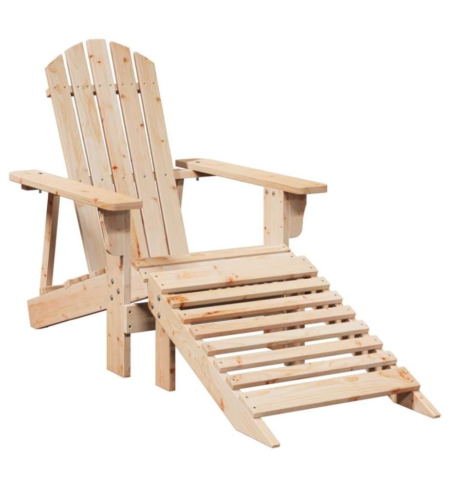 Chaise Adirondack avec pouf bois massif de sapin