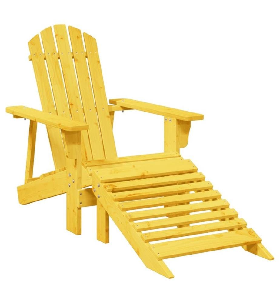 Chaise Adirondack avec pouf jaune bois massif de sapin