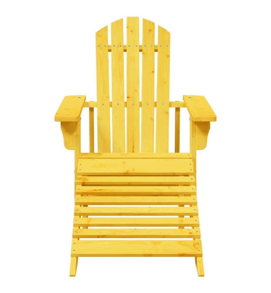 Chaise Adirondack avec pouf jaune bois massif de sapin