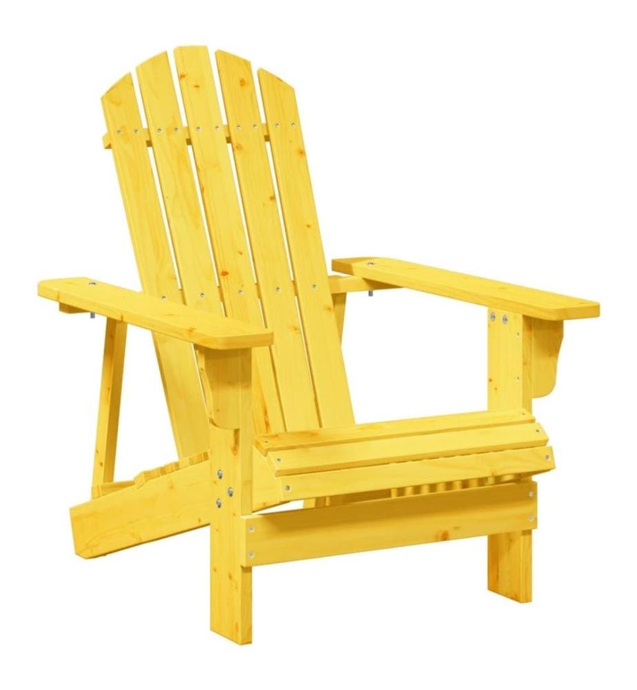 Chaise Adirondack avec pouf jaune bois massif de sapin