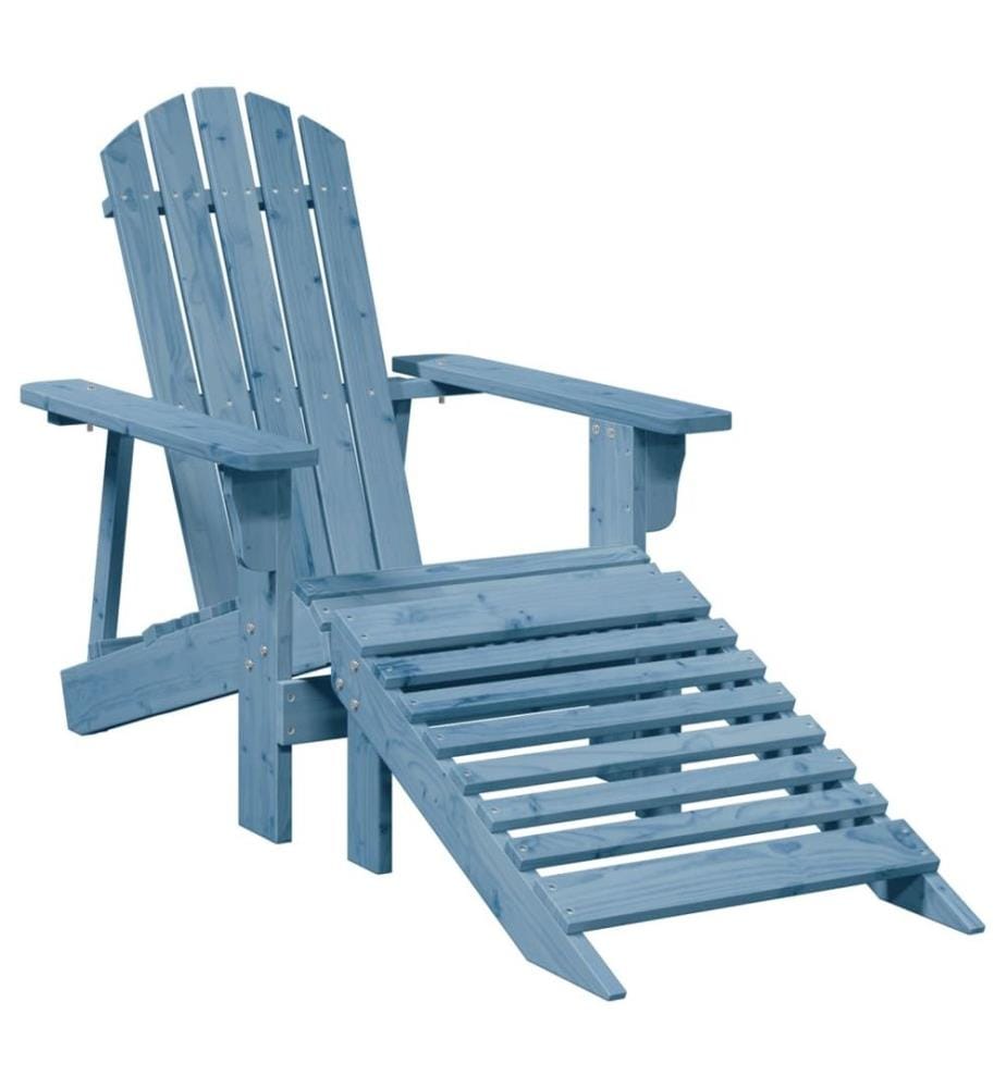 Chaise Adirondack avec pouf bleu bois massif de sapin