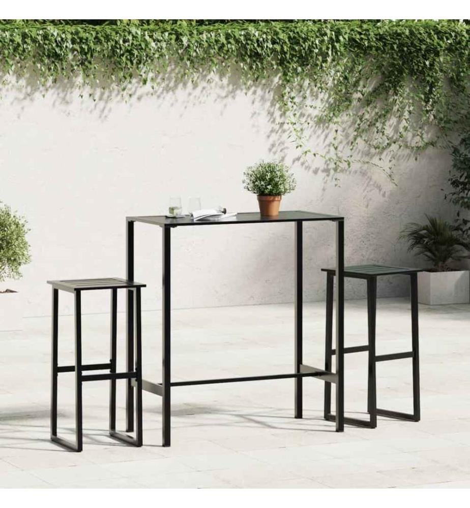 Tabourets de bar lot de 2 noir acier enduit de poudre
