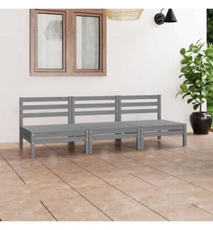 3-tlg. Garten-Lounge-Set Grau Kiefer Massivholz