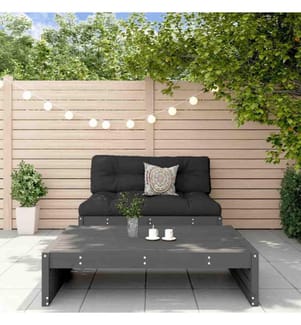 2-tlg. Garten-Lounge-Set Grau Massivholz Kiefer