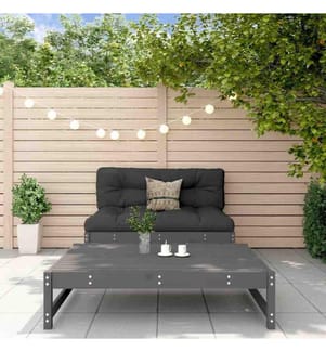 2-tlg. Garten-Lounge-Set Grau Massivholz Kiefer