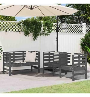 3-tlg. Garten-Lounge-Set Grau Massivholz Kiefer